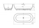 SYNERGII 1700MM SOLID SURFACE FREESTANDING BATH WITH OVERFLOW WHITE & BLACK Product Image 3