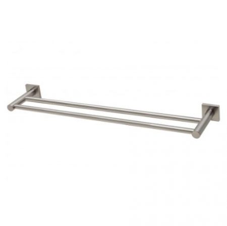 PHOENIX RADII SQUARE PLATE DOUBLE TOWEL RAIL 600MM BRUSHED NICKEL Product Image 1