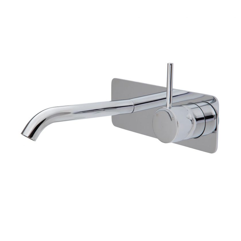 Fienza Cali Up Wall Basin/Bath Mixer Set, Square Plate, 160mm Outlet Product Image 1