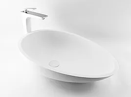 Zigell Kheub Tear Drop Countertop Basin – Matte White Product Image 1