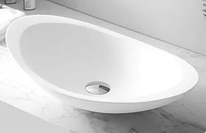 Zigell Kheub Tapered Oval Solid Stone Countertop Basin Product Image 1