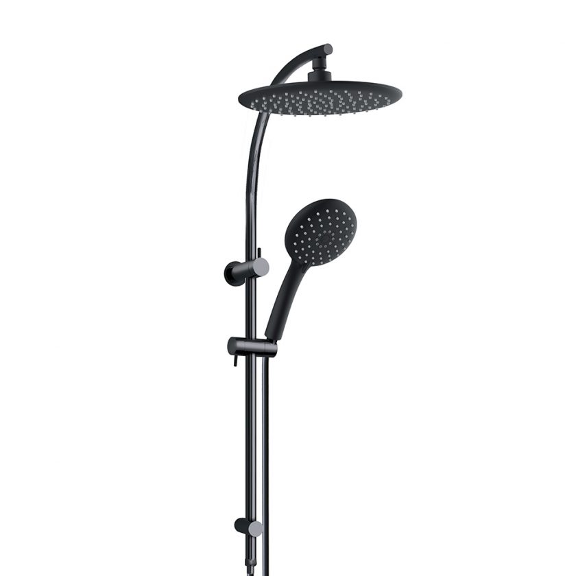 Collis Real Showers	Willow Curved Twin Rail Shower Matte Black (Wels 3*/9L) Product Image 1