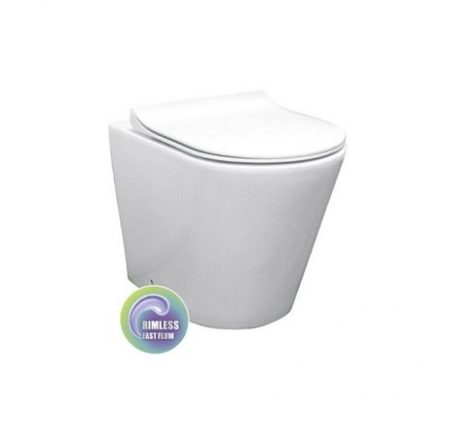 ROUND WALL FACED TOILET SUITE WITH S/CLOSE SEAT T1003D-NR GLOSS WHITE