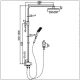 HELLYCAR ERIC DUAL RAIL SHOWER SYSTEM WITH SEPERATE WATER POINT CHROME SRD3-SH11-HS11