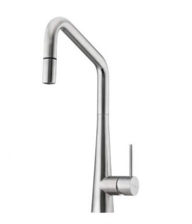 Oliveri Essente Stainless Steel Square Gooseneck Sink Mixer With Pull Out Ss2575