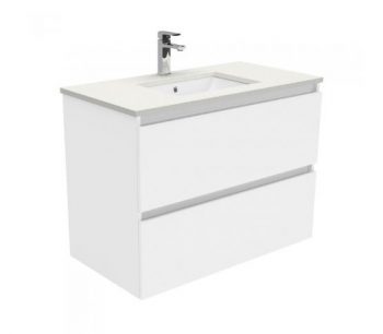 FIENZA 9000MM QUEST DOUBLE DRAW WALL HUNG VANITY WITH SARAH STONE TOP SC90Q