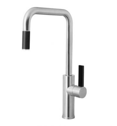 ABEY ARMANDO VICARIO LUZ SQUARE ARCHED SINK MIXER WITH PULL OUT BRUSHED CHROME LUZ-BC