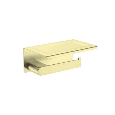 Nero Vitra Toilet Roll Holder With Shelf Brushed Gold Nr9086Abg