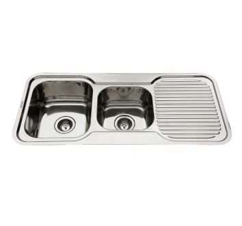 EVERHARD NUGLEAM ONE AND THREE QUARTER BOWL SINK WITH RIGHT HAND DRAINER 73104