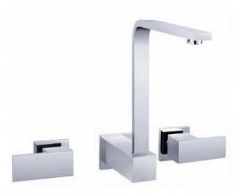 AUSSIELIFE SQUARE WALL SINK SET CHROME TPS-203