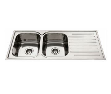 EVERHARD SQUARELINE DOUBLE BOWL SINK WITH LEFT HAND DRAINER 73147