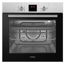 TISIRA 600MM OVEN WITH DIGITAL CLOCK 8 COOKING FUNCTIONS TOC648BE BLACK GLASS
