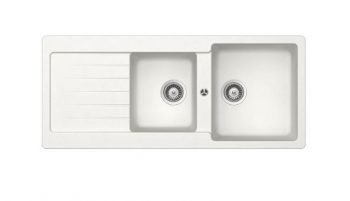 ABEY SCHOCK TYPOS DOUBLE BOWL SINK WITH DRAINER WHITE TD200W