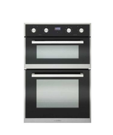 TECHNIKA 60CM BUILT IN DOUBLE OVEN WITH BLACK GLASS FRONT TGDO84TBS