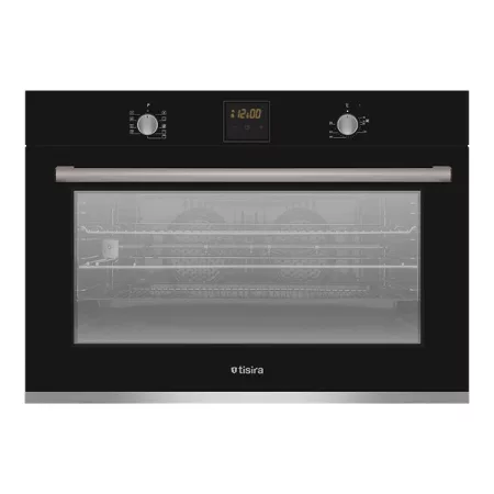 TISIRA 900MM DUAL FAN FORCED OVEN 9 FUNCTIONS TOC969E BLACK STAINLESS STEEL