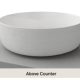 ALLURE ABOVE COUNTER BASIN (32MM NO O/F) ALR-BS-360-WG-S RAKED WHITE GLOSS