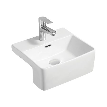 PETRA MINI SEMI-RECESSED BASIN 1T/H (32MM O/F) RB5050 GLOSS WHITE