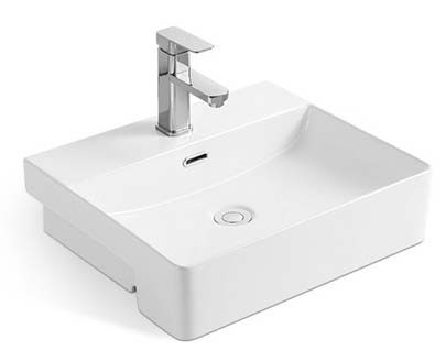 GORDON SEMI RECESSED BASIN 1 TAP HOLE (32MM WITH O/F) 4028A GLOSS WHITE