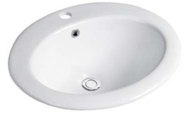 CLYDE INSET BASIN 1 TAP HOLE (32MM WITH O/F) 6030 GLOSS WHITE