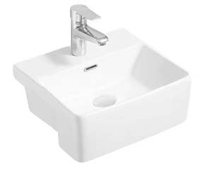 GORDON MINI SEMI RECESSED BASIN 1 TAP HOLE (32MM WITH O/F) K5050 GLOSS WHITE