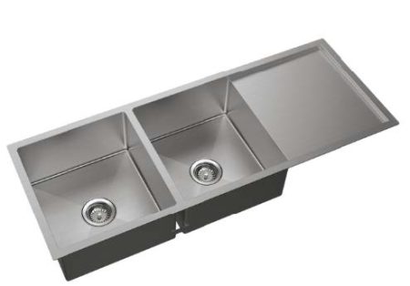 KING DOUBLE BOWL & DRAINER KITCHEN SINK SS10840 STAINLESS STEEL