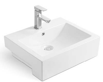 YARRA SEMI RECESSED BASIN 1 TAP HOLE (32MM WITH O/F) 4093 GLOSS WHITE