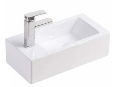 YARRA WALL HUNG BASIN 1 TAP HOLE (32MM WITH O/F) K5025 GLOSS WHITE