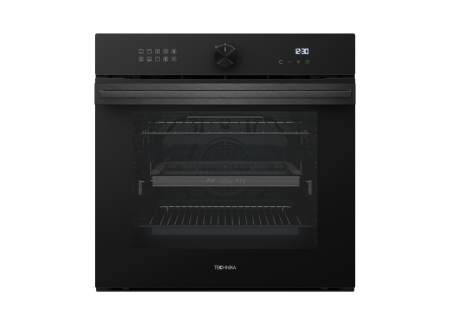 60CM 11 FUNCTION OVEN WITH PYROLYTIC CLEANING AND AIR FRY TGPO611ABK BLACK GLASS