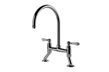 LUDLOW BRIDGE DOUBLE LEAVER TAP LU104BM-CH CHROME/WHITE