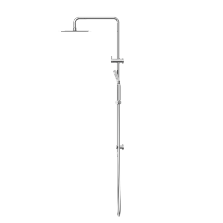 SQUARE PROJECT TWIN SHOWER WITH MULTIFUNCTION HANDPIECE (ROUND BAR) NR232105ECH CHROME