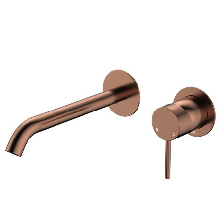 CALI BASIN/BATH WALL MIXER 200MM OUTLET SET ROUND PLATES 228104CO-200 BRUSHED COPPER