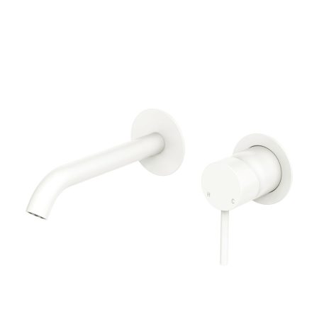 CALI BASIN/BATH WALL MIXER 160MM OUTLET SET ROUND PLATES 228104MW MATTE WHITE