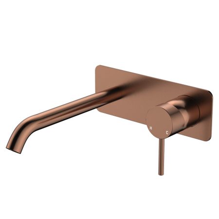 CALI BASIN/BATH WALL MIXER 200MM OUTLET SET SOFT SQUARE PLATES 228106CO-200 BRUSHED COPPER