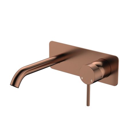 CALI BASIN/BATH WALL MIXER 160MM OUTLET SET SOFT SQUARE PLATE 228106CO BRUSHED COPPER