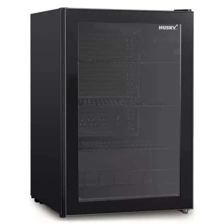 130L GLASS DOOR BAR FRIDGE HUS130CNBLK BLACK GLASS