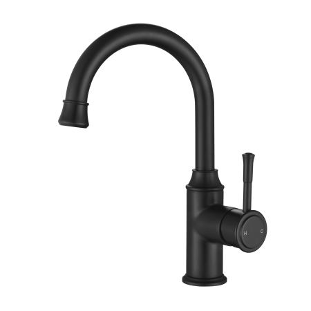 MONTPELLIER GOOSENECK BASIN MIXER MON002BK MATTE BLACK