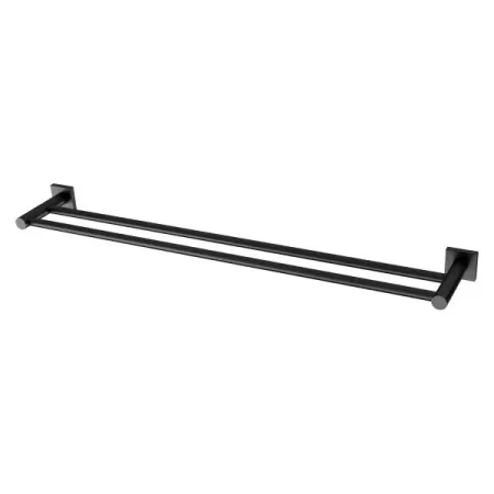 RADII SQUARE DOUBLE TOWEL RAIL 800MM RS812 MB MATTE BLACK