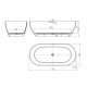 SYNERGII 1700MM SOLID SURFACE FREESTANDING BATH WITH OVERFLOW WHITE & BLACK SY31221.MBW BLACK