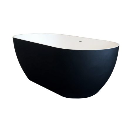 SYNERGII 1700MM SOLID SURFACE FREESTANDING BATH WITH OVERFLOW WHITE & BLACK SY31221.MBW BLACK