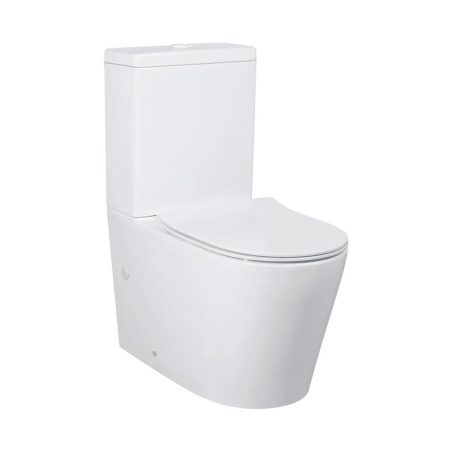 AXUS BACK TO WALL RIMLESS TOILET SUITE WITH DUAL INLET AND SLIM SEAT AX04005 GLOSS WHITE