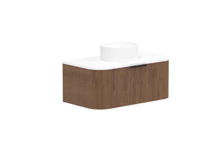 WAVERLEY 900MM WALL HUNG VANITY – BOTTEGA OAK CABINET, AVALANCHE TOP, RESPECT MATTE WHITE BASIN, MATTE WHITE POP UP WASTE, 0TH, IN DRAWER POWER POINT (RH) WAVFAS0900WHCCP