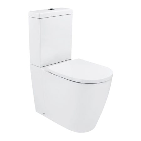 SYNERGII BACK TO WALL TOILET SUITE DUAL INLET WITH WRAP SEAT SY04128 GLOSS WHITE