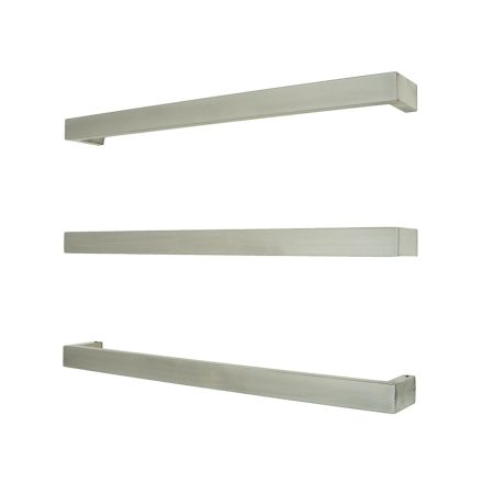 SQUARE 650MM HEATED TOWEL SINGLE RAIL BRU-SBSTR-650 BRUSHED SATIN