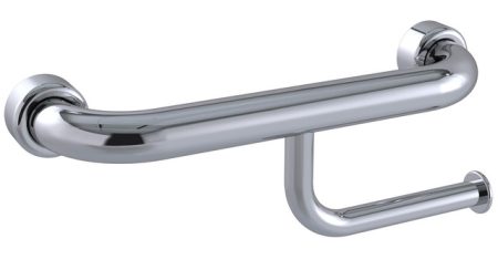 STRAIGHT GRAB RAIL 300MM WITH TOILET ROLL HOLDER HS 300 PS POLISH SUPREME