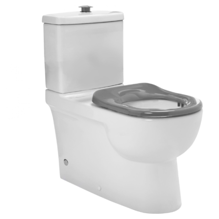 LIFE ASSIST FTW RIMLESS TOILET SUITE INCL GREY SF SEAT & RAISED CHROME BUTTON JTTLA401.J2750SNW