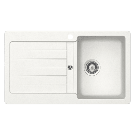 SCHOCK TYPOS SINGLE BOWL SINK WITH DRAINER RHB 1TH TD100WR ALPINA/WHITE