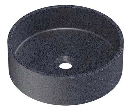 COOPER ABOVE COUNTER BASIN 390X390X120MM NO TAP HOLE (32MM NO O/F) CSBG BLACK SANDSTONE