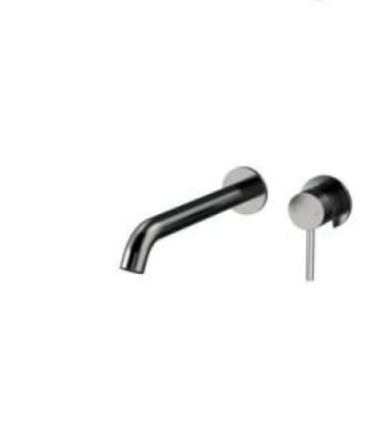 AXUS PIN LEVER WALL MOUNTED SET WITH 220MM SPOUT NO BACK PLATE *EXT PART* (REQUIRES ARB0120) AX16225.GM BRUSHED GUNMETAL GREY