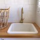 CUISINE 460X460MM INSET/UNDERMOUNT SINGLE BOWL FIRECLAY SINK CU46FS GLOSS WHITE