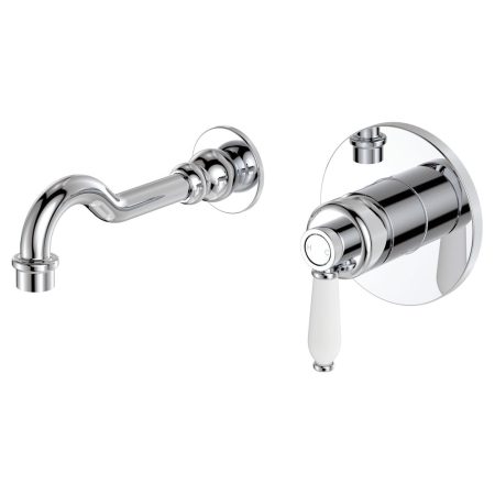 ELEANORE WALL MOUNTED SET WITH 215MM SPOUT 202106 CHROME/WHITE